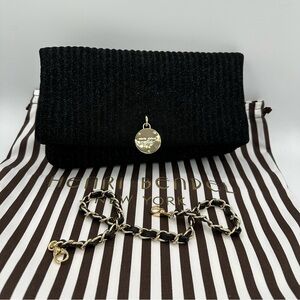 Henri Bendel No. 7 Glitter Convertible Shoulder Bag in Black Multi Clutch Chain